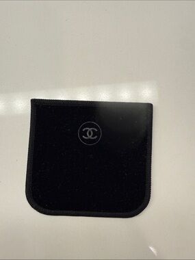 Chanel Small Black Velvet Pouch – CC Logo